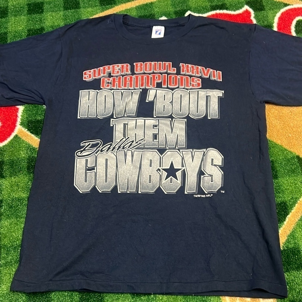 Dallas Cowboys Mens L Blue White NFL Football How 'Bout Them Cowboys Tee 1994